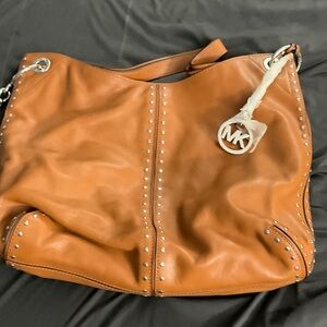 Michael Kors Brown Studded Shoulder Bag
